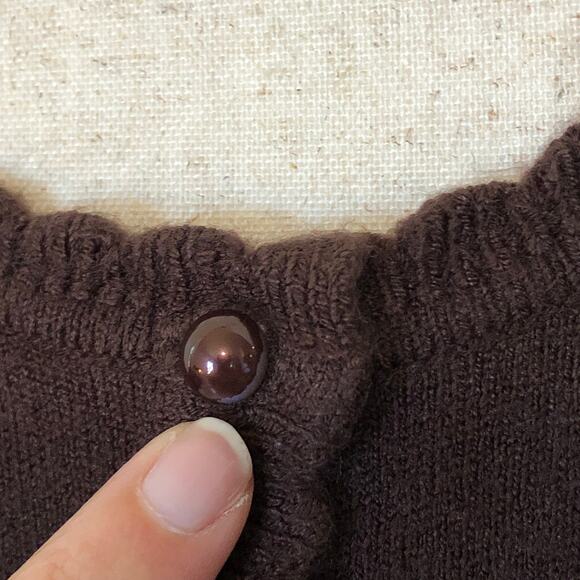 Vintage 90s Brown Button Front Cardigan Soft Knit Classic Preppy Soft Girl Small - Picture 4 of 8